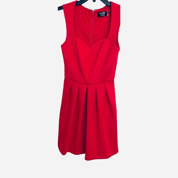 GUESS SLEEVELESS SKATER FIT & FLAIR MIDI DRESS, WOMENS, 2, DEEP FUCHSIA, NWOT - Picture 1 of 10